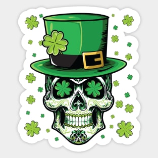 Sugar Skull Saint Patrick's Day Sticker